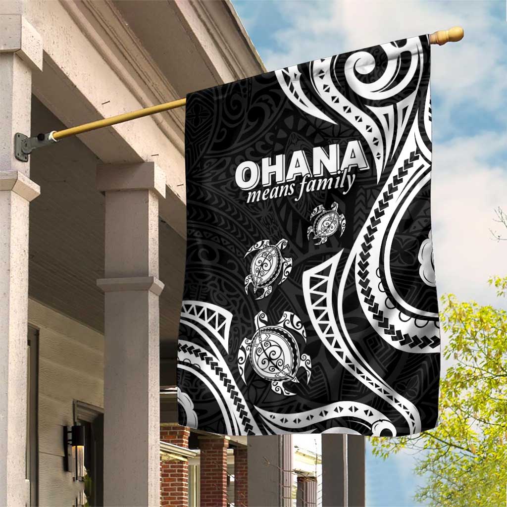 Hawaii Ohana Means Family Garden Flag Sea Turtle Polynesian Style LT05 House Flag Black - Polynesian Pride