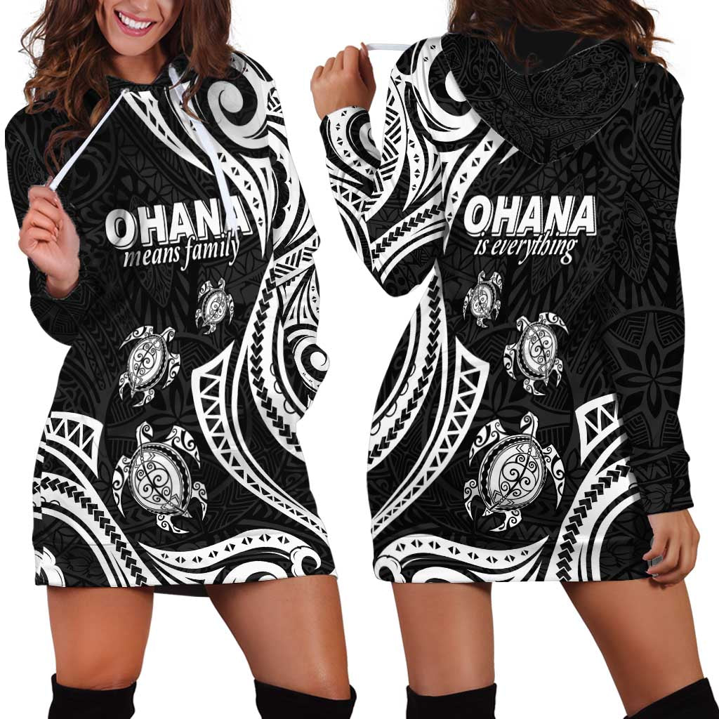 Hawaii Ohana Means Family Hoodie Dress Sea Turtle Polynesian Style LT05 - Polynesian Pride