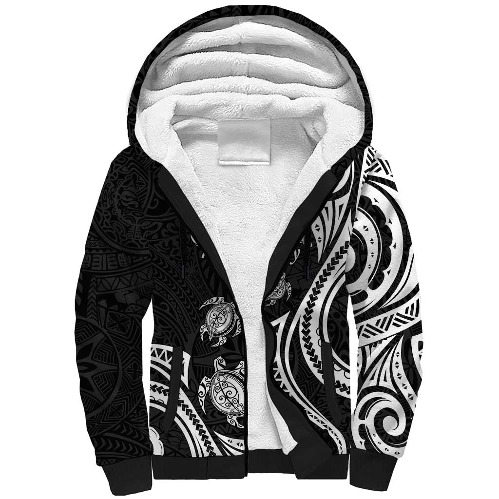 Hawaii Ohana Means Family Sherpa Hoodie Sea Turtle Polynesian Style LT05 Unisex Black - Polynesian Pride