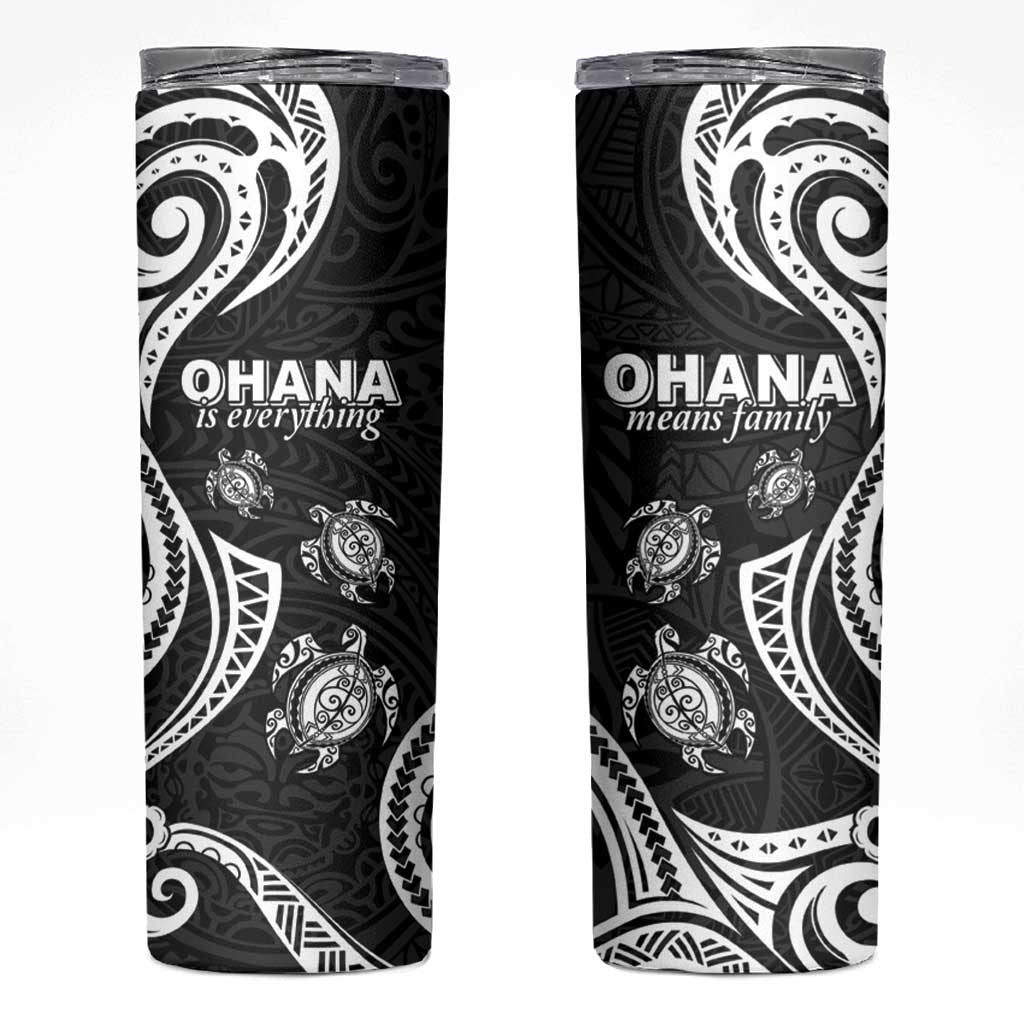Hawaii Ohana Means Family Skinny Tumbler Sea Turtle Polynesian Style LT05 Black - Polynesian Pride