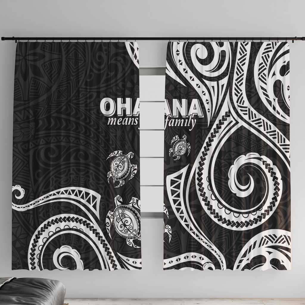 Hawaii Ohana Means Family Window Curtain Sea Turtle Polynesian Style LT05 With Hooks Black - Polynesian Pride