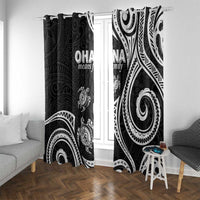 Hawaii Ohana Means Family Window Curtain Sea Turtle Polynesian Style LT05 With Grommets Black - Polynesian Pride