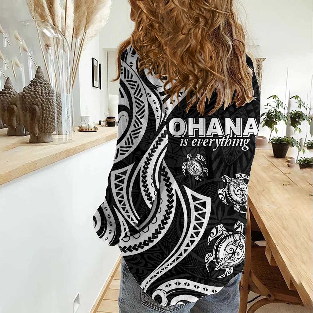 Hawaii Ohana Means Family Women Casual Shirt Sea Turtle Polynesian Style LT05 - Polynesian Pride