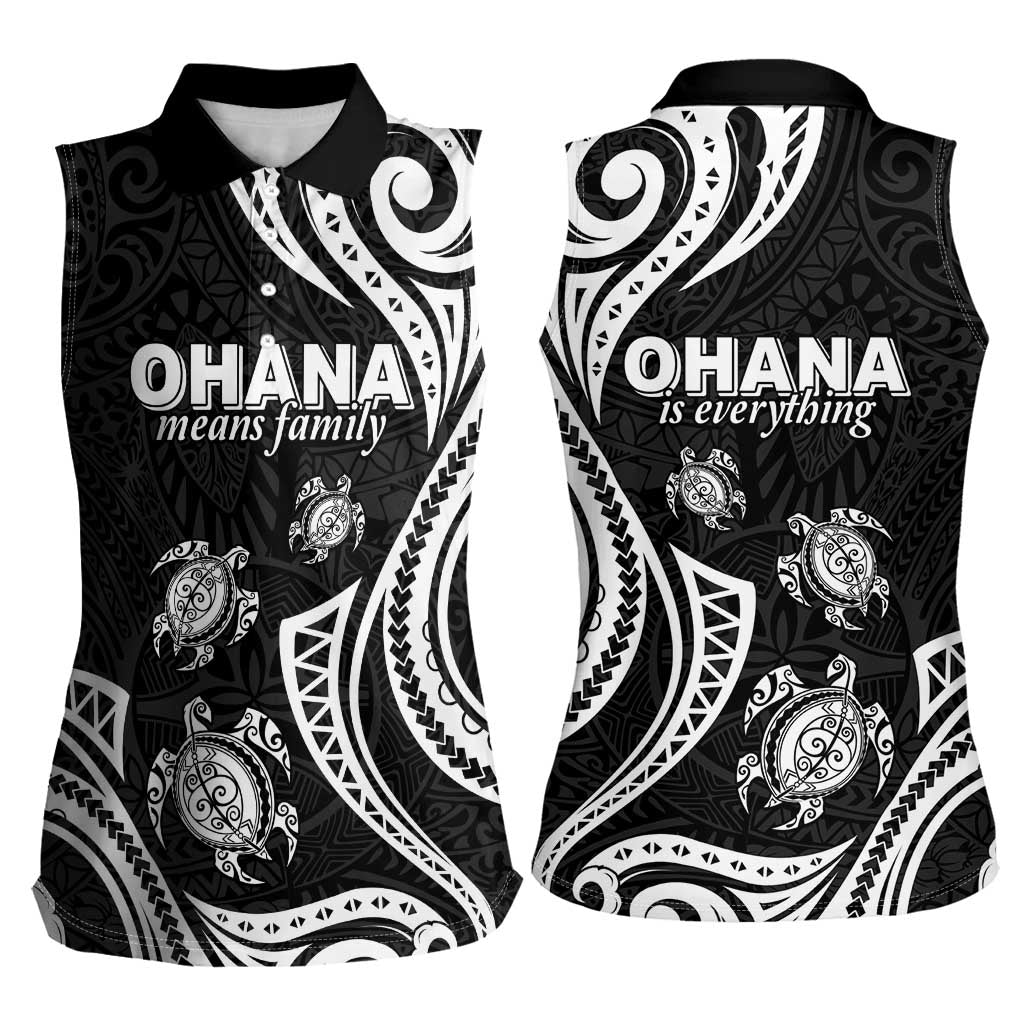 Hawaii Ohana Means Family Women Sleeveless Polo Shirt Sea Turtle Polynesian Style LT05 - Polynesian Pride
