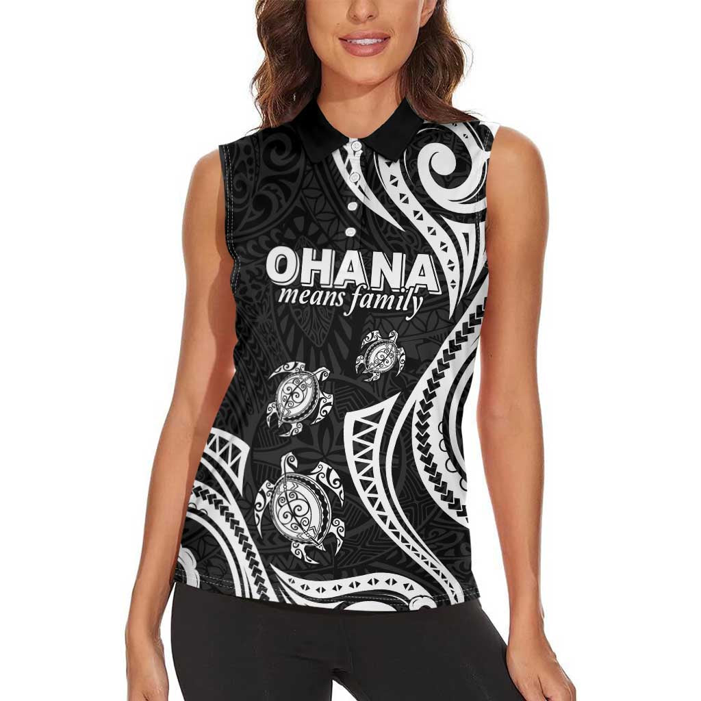 Hawaii Ohana Means Family Women Sleeveless Polo Shirt Sea Turtle Polynesian Style LT05 - Polynesian Pride