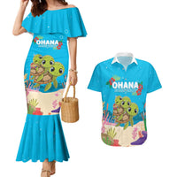 Ohana Hawaii Couples Matching Mermaid Dress and Hawaiian Shirt Kawaii Family Turtle LT05 Blue - Polynesian Pride