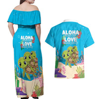 Ohana Hawaii Couples Matching Off Shoulder Maxi Dress and Hawaiian Shirt Kawaii Family Turtle LT05 - Polynesian Pride