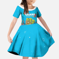 Ohana Hawaii Family Matching Mermaid Dress and Hawaiian Shirt Kawaii Family Turtle LT05 Daughter's Dress Blue - Polynesian Pride