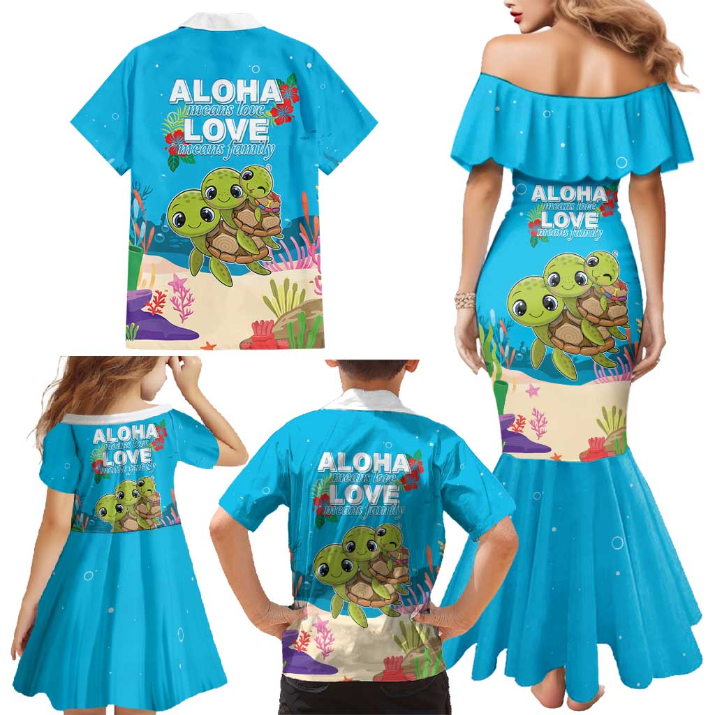 Ohana Hawaii Family Matching Mermaid Dress and Hawaiian Shirt Kawaii Family Turtle LT05 - Polynesian Pride