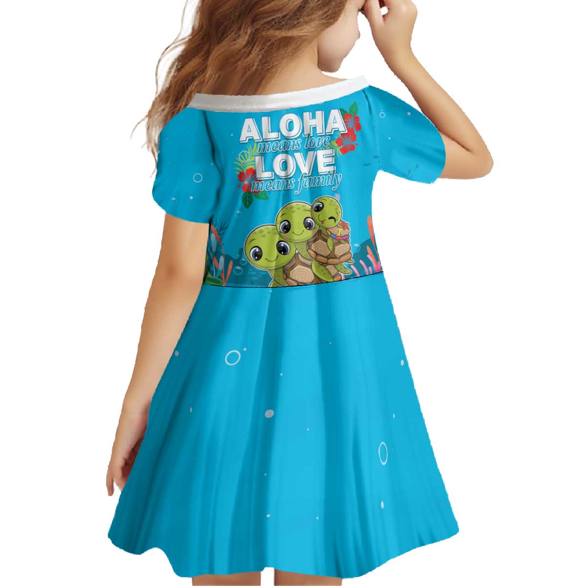 Ohana Hawaii Family Matching Off The Shoulder Long Sleeve Dress and Hawaiian Shirt Kawaii Family Turtle LT05 - Polynesian Pride