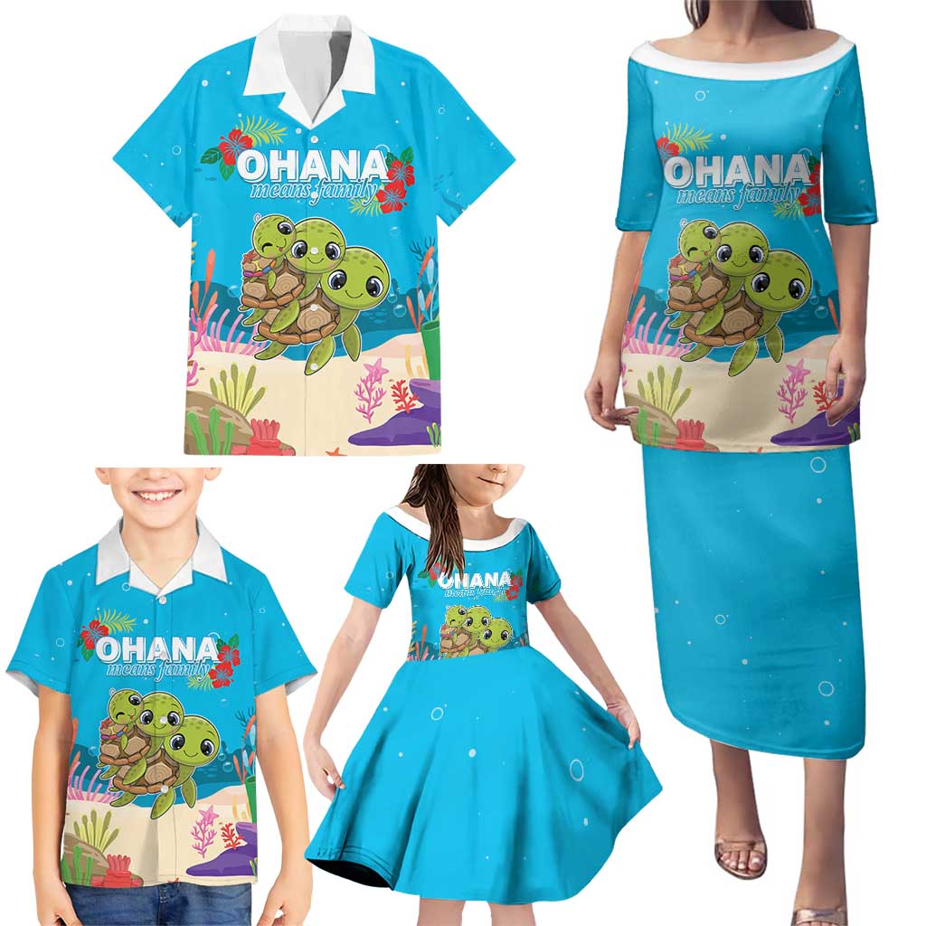 Ohana Hawaii Family Matching Puletasi and Hawaiian Shirt Kawaii Family Turtle LT05 - Polynesian Pride