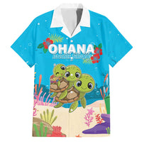 Ohana Hawaii Family Matching Puletasi and Hawaiian Shirt Kawaii Family Turtle LT05 Dad's Shirt - Short Sleeve Blue - Polynesian Pride