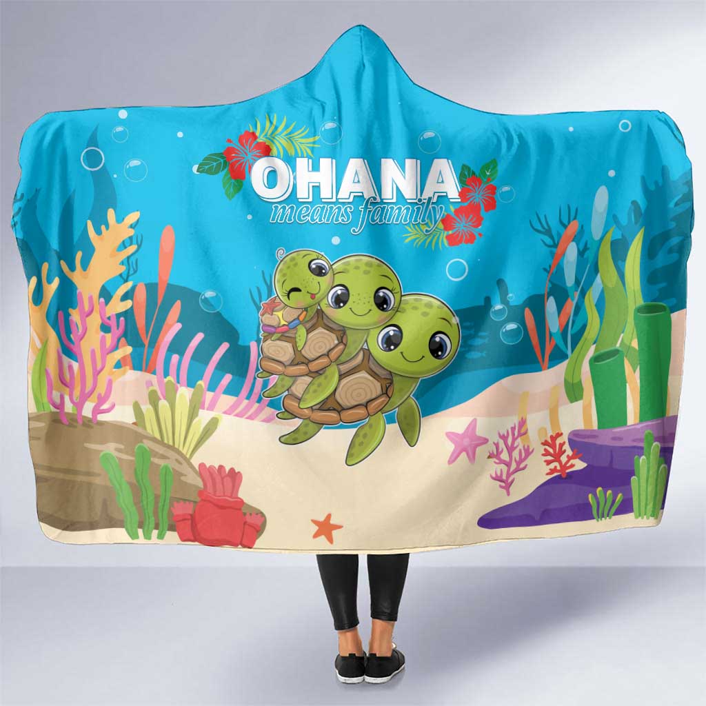 Ohana Hawaii Hooded Blanket Kawaii Family Turtle LT05 One Size Blue - Polynesian Pride