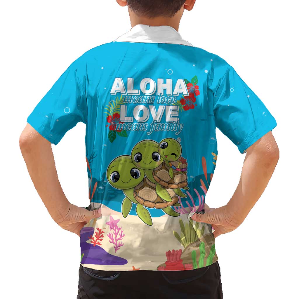 Ohana Hawaii Kid Hawaiian Shirt Kawaii Family Turtle