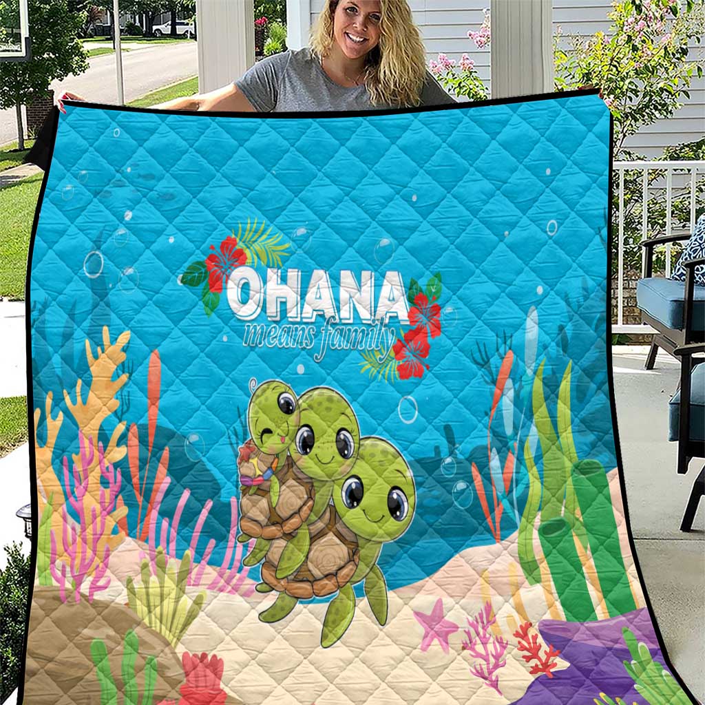 Ohana Hawaii Quilt Kawaii Family Turtle LT05 Blue - Polynesian Pride