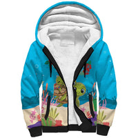 Ohana Hawaii Sherpa Hoodie Kawaii Family Turtle LT05 Unisex Blue - Polynesian Pride