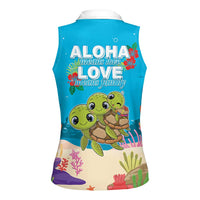 Ohana Hawaii Women Sleeveless Polo Shirt Kawaii Family Turtle LT05 - Polynesian Pride