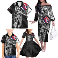 Hawaii King Flag Family Matching Off The Shoulder Long Sleeve Dress and Hawaiian Shirt Hawaiian Maile Lei LT05 - Polynesian Pride