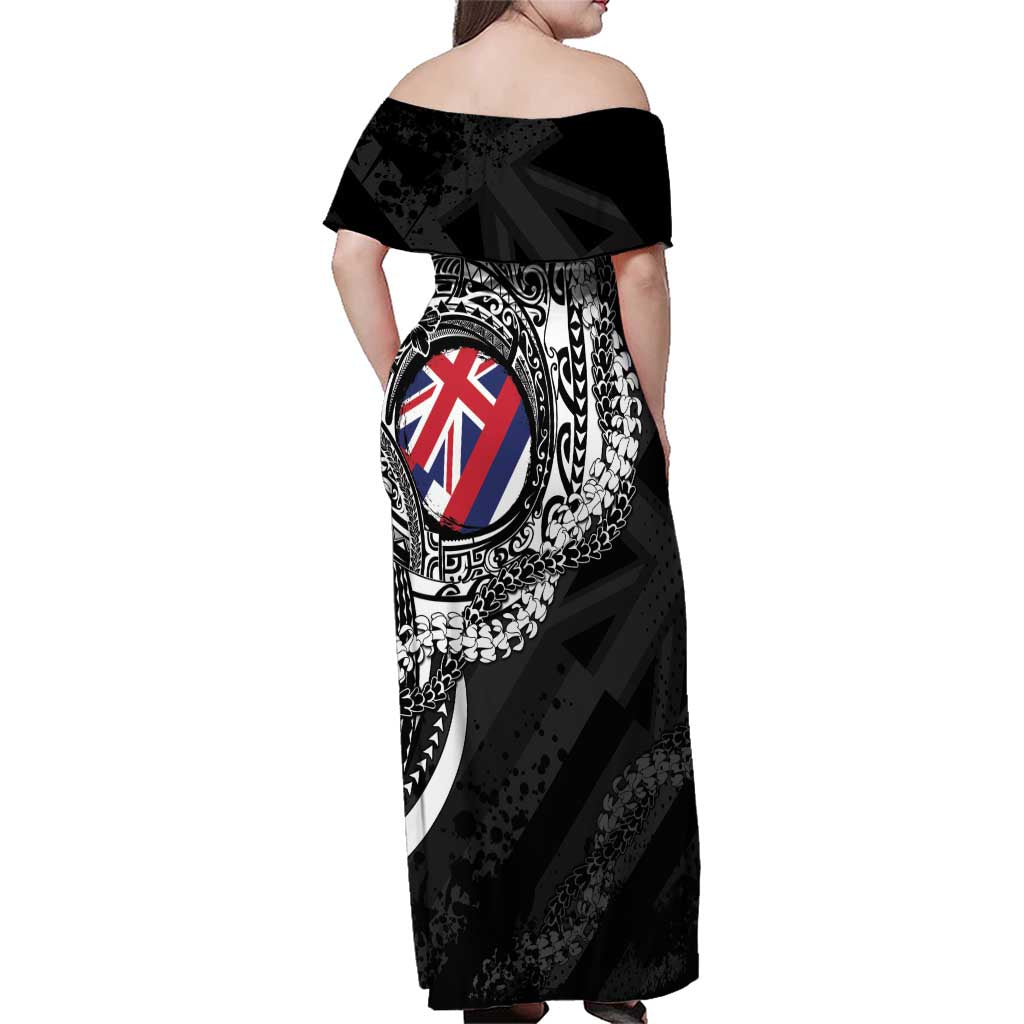 Hawaii King Flag Family Matching Off Shoulder Maxi Dress and Hawaiian Shirt Hawaiian Maile Lei LT05 - Polynesian Pride