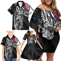 Hawaii King Flag Family Matching Off Shoulder Short Dress and Hawaiian Shirt Hawaiian Maile Lei LT05 - Polynesian Pride