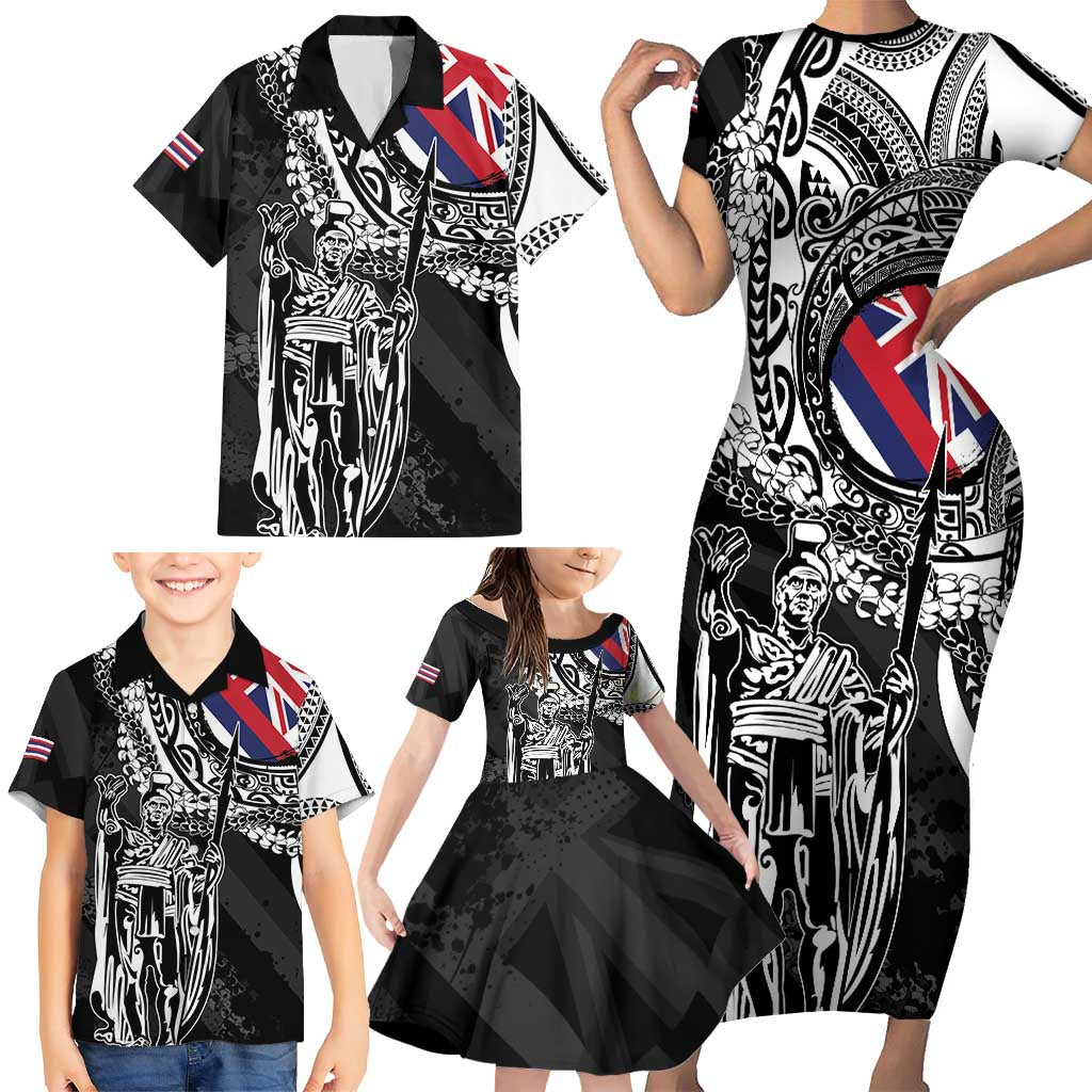 Hawaii King Flag Family Matching Short Sleeve Bodycon Dress and Hawaiian Shirt Hawaiian Maile Lei LT05 - Polynesian Pride
