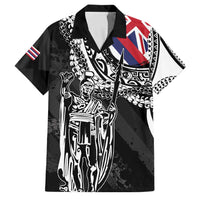Hawaii King Flag Family Matching Short Sleeve Bodycon Dress and Hawaiian Shirt Hawaiian Maile Lei LT05 Dad's Shirt - Short Sleeve Black - Polynesian Pride