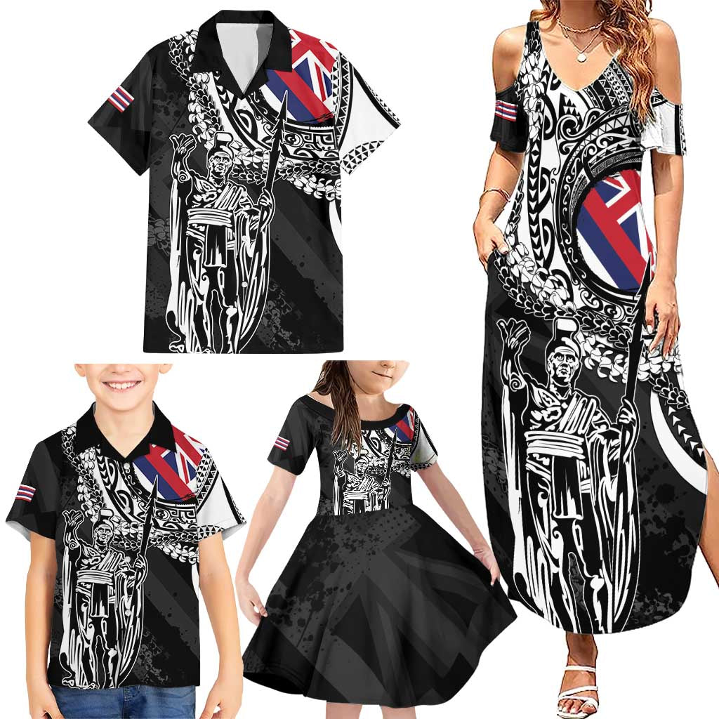 Hawaii King Flag Family Matching Summer Maxi Dress and Hawaiian Shirt Hawaiian Maile Lei LT05 - Polynesian Pride