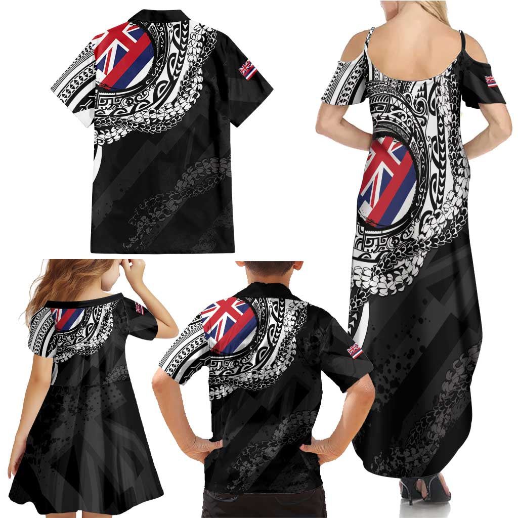 Hawaii King Flag Family Matching Summer Maxi Dress and Hawaiian Shirt Hawaiian Maile Lei LT05 - Polynesian Pride