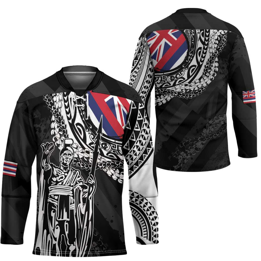 Hawaii King Flag Hockey Jersey Hawaiian Maile Lei - Polynesian Pride