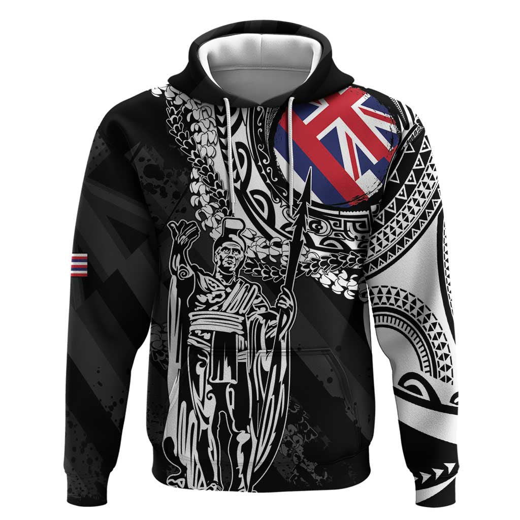 Hawaii King Flag Hoodie Hawaiian Maile Lei LT05 Pullover Hoodie Black - Polynesian Pride