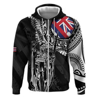 Hawaii King Flag Hoodie Hawaiian Maile Lei LT05 Zip Hoodie Black - Polynesian Pride