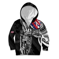 Hawaii King Flag Kid Hoodie Hawaiian Maile Lei LT05 Zip Hoodie Black - Polynesian Pride