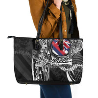 Hawaii King Flag Leather Tote Bag Hawaiian Maile Lei - Polynesian Pride