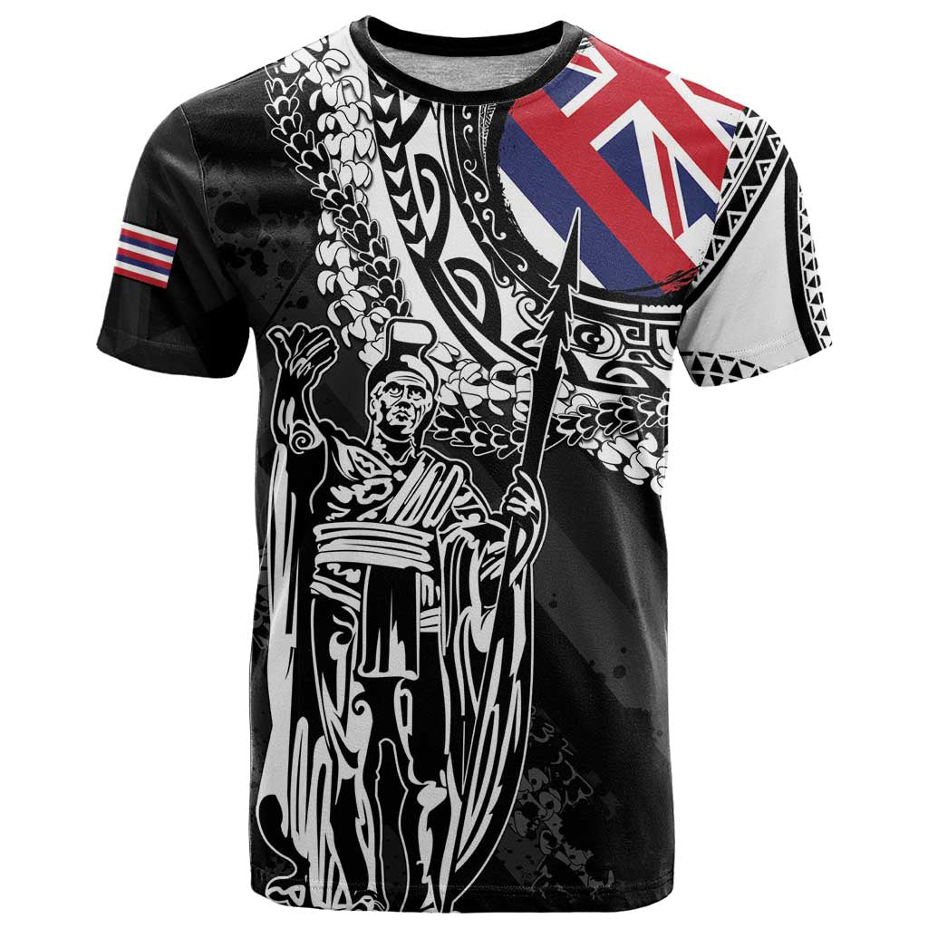 Hawaii King Flag T Shirt Hawaiian Maile Lei LT05 Black - Polynesian Pride