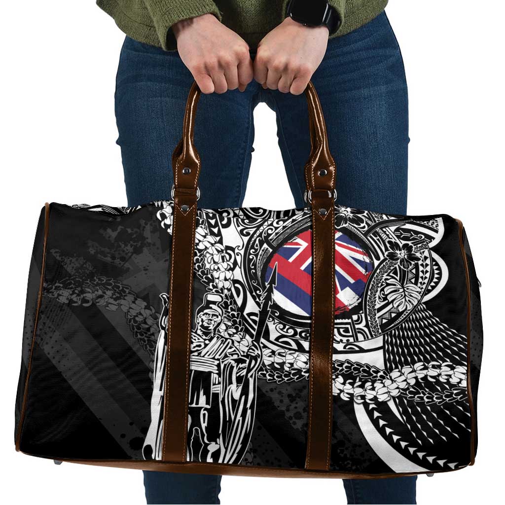 Hawaii King Flag Travel Bag Hawaiian Maile Lei LT05 Black - Polynesian Pride