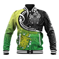 Personalised New Zealand Cook Islands Baseball Jacket Maori Tiki With Circle Stars Turtle LT05 Unisex Multicolor - Polynesian Pride