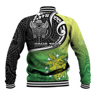 Personalised New Zealand Cook Islands Baseball Jacket Maori Tiki With Circle Stars Turtle LT05 - Polynesian Pride