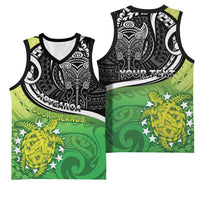 Personalised New Zealand Cook Islands Basketball Jersey Maori Tiki With Circle Stars Turtle LT05 - Polynesian Pride