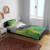 New Zealand Cook Islands Bedding Set Maori Tiki With Circle Stars Turtle - Polynesian Pride