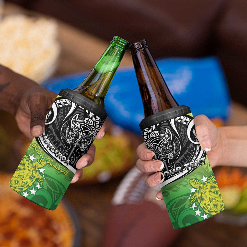 Personalised New Zealand Cook Islands 4 in 1 Can Cooler Tumbler Maori Tiki With Circle Stars Turtle LT05 - Polynesian Pride