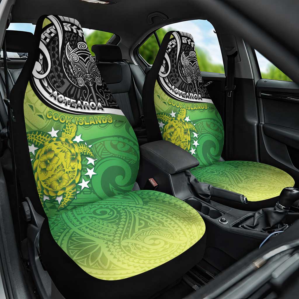New Zealand Cook Islands Car Seat Cover Maori Tiki With Circle Stars Turtle LT05 One Size Multicolor - Polynesian Pride