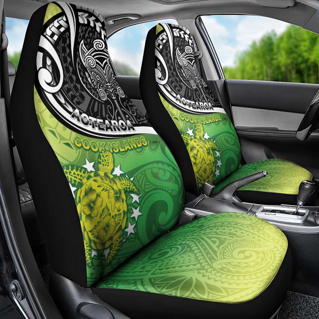 New Zealand Cook Islands Car Seat Cover Maori Tiki With Circle Stars Turtle LT05 - Polynesian Pride