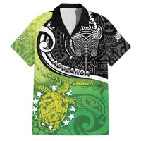Personalised New Zealand Cook Islands Family Matching Mermaid Dress and Hawaiian Shirt Maori Tiki With Circle Stars Turtle LT05 Dad's Shirt - Short Sleeve Multicolor - Polynesian Pride