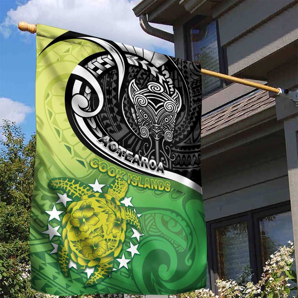 New Zealand Cook Islands Garden Flag Maori Tiki With Circle Stars Turtle LT05 - Polynesian Pride