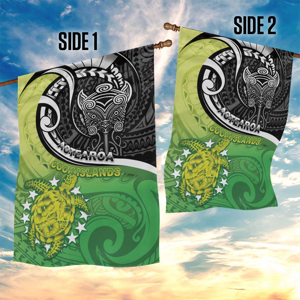 New Zealand Cook Islands Garden Flag Maori Tiki With Circle Stars Turtle LT05 - Polynesian Pride