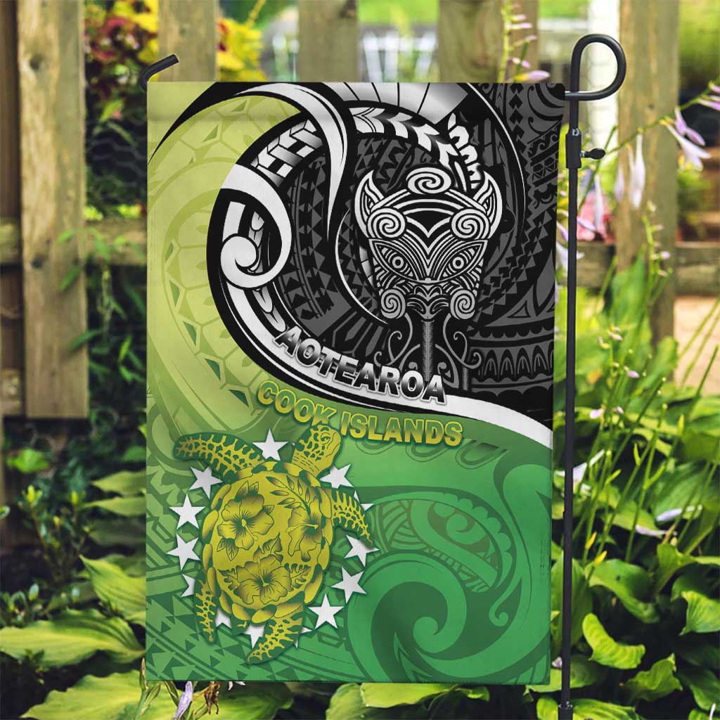 New Zealand Cook Islands Garden Flag Maori Tiki With Circle Stars Turtle LT05 Garden Flag Multicolor - Polynesian Pride