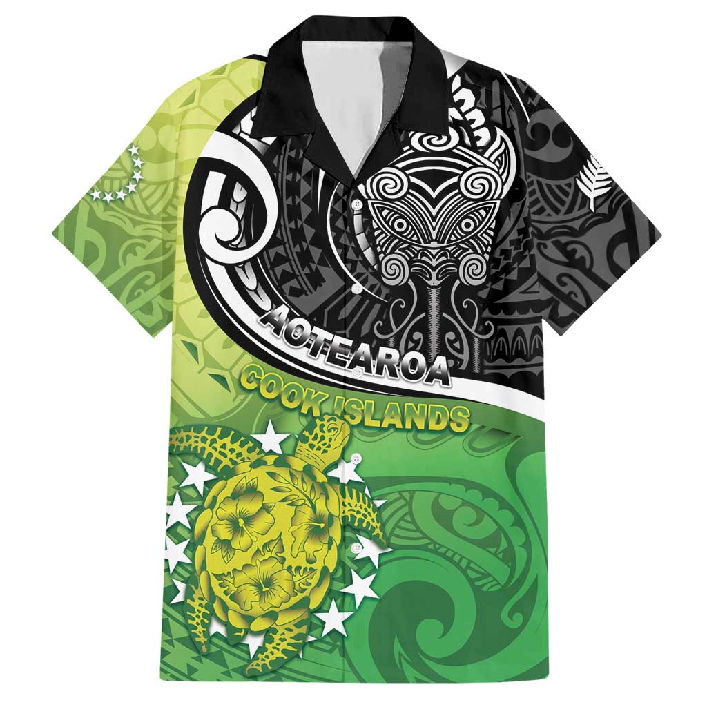 Personalised New Zealand Cook Islands Hawaiian Shirt Maori Tiki With Circle Stars Turtle LT05 Multicolor - Polynesian Pride