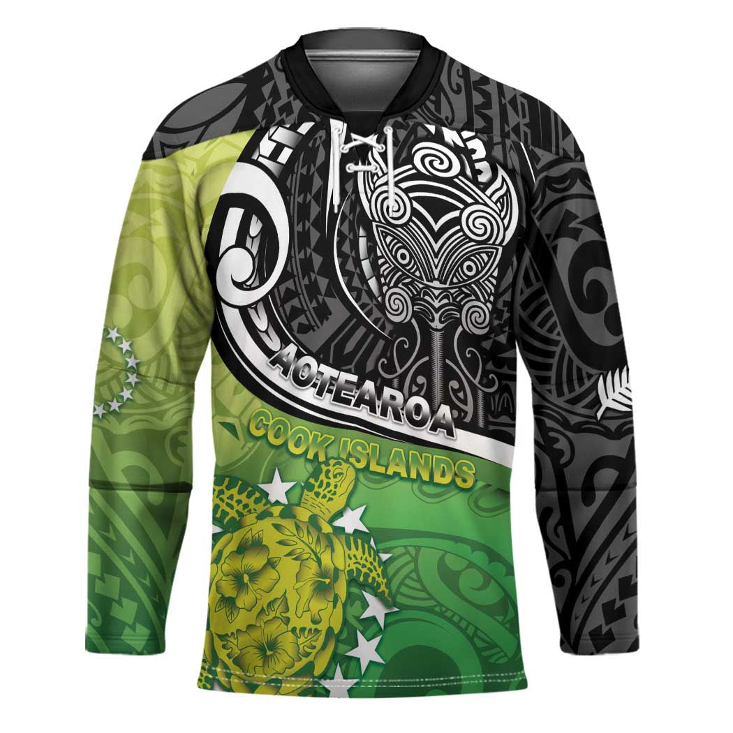 Personalised New Zealand Cook Islands Hockey Jersey Maori Tiki With Circle Stars Turtle LT05 Unisex Multicolor - Polynesian Pride