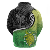 Personalised New Zealand Cook Islands Hoodie Maori Tiki With Circle Stars Turtle LT05 - Polynesian Pride