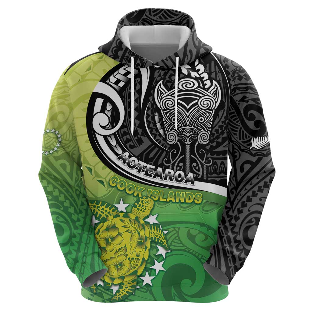 Personalised New Zealand Cook Islands Hoodie Maori Tiki With Circle Stars Turtle LT05 - Polynesian Pride